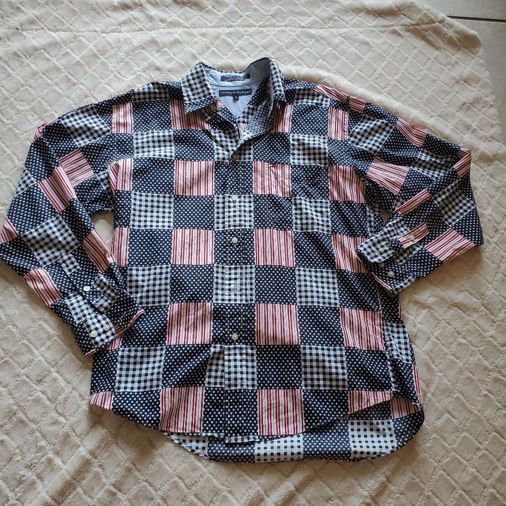Tommy Hilfiger AMERICAN FLAG Stars & Stripes patchwork Button Down